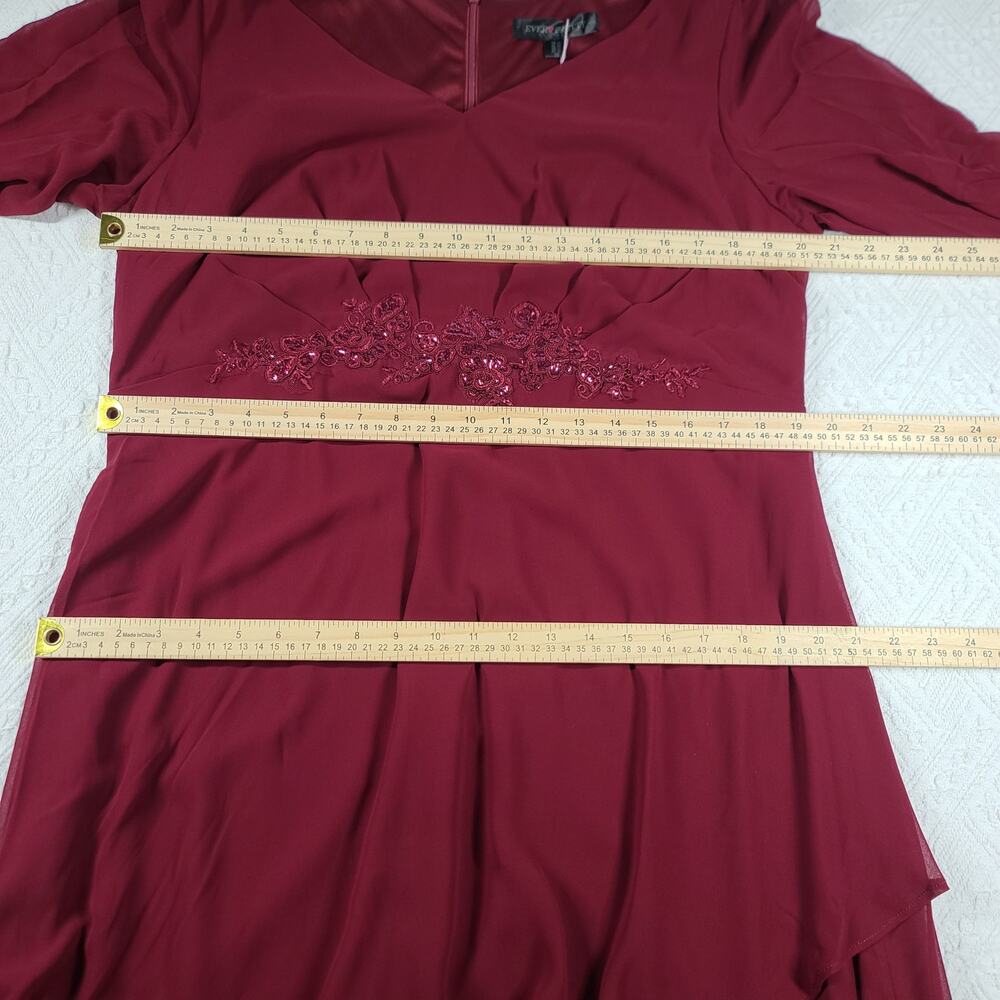 Ever Pretty Applique Chiffon formal Burgundy Dress Size 18 wedding MOTB Party - Picture 8 of 15